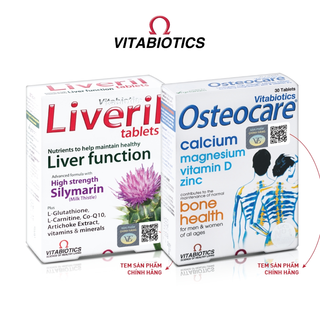 Bộ Sản Phẩm Vitabiotics OSTEOCARE Giúp Xương Chắc Khỏe 30 Viên Và LIVERIL