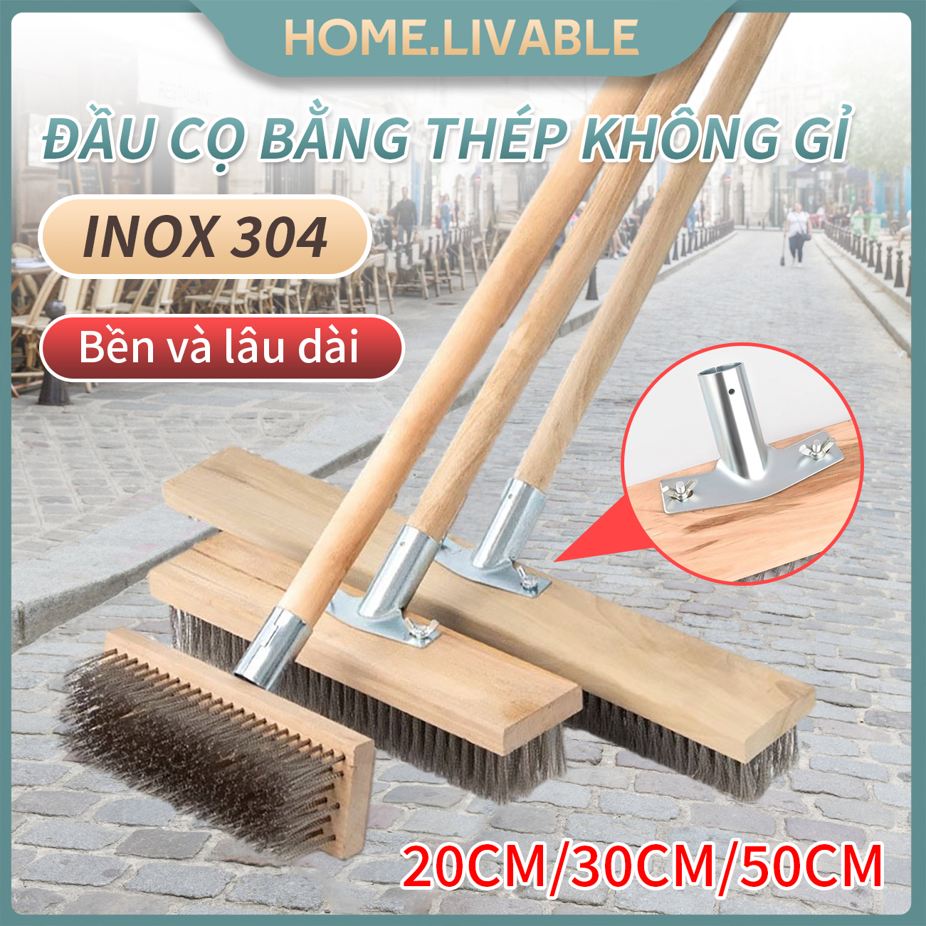 Chổi sắt mạ đồng chà cọ rong rêu ố vàng sàn nhà sân vườn bể bơi （50cm 30cm 40cm）