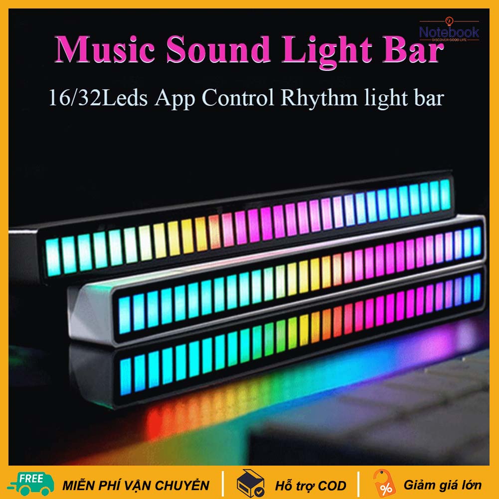 Miễn phí vận chuyển cod sáng tạo rgb âm nhạc âm thanh ánh sáng usb 5v 16/32led ứng dụng điều khiển đèn led nhịp điệu âm nhạc đèn ngủ bán tải tiếng nói ánh sáng môi trường xung quanh