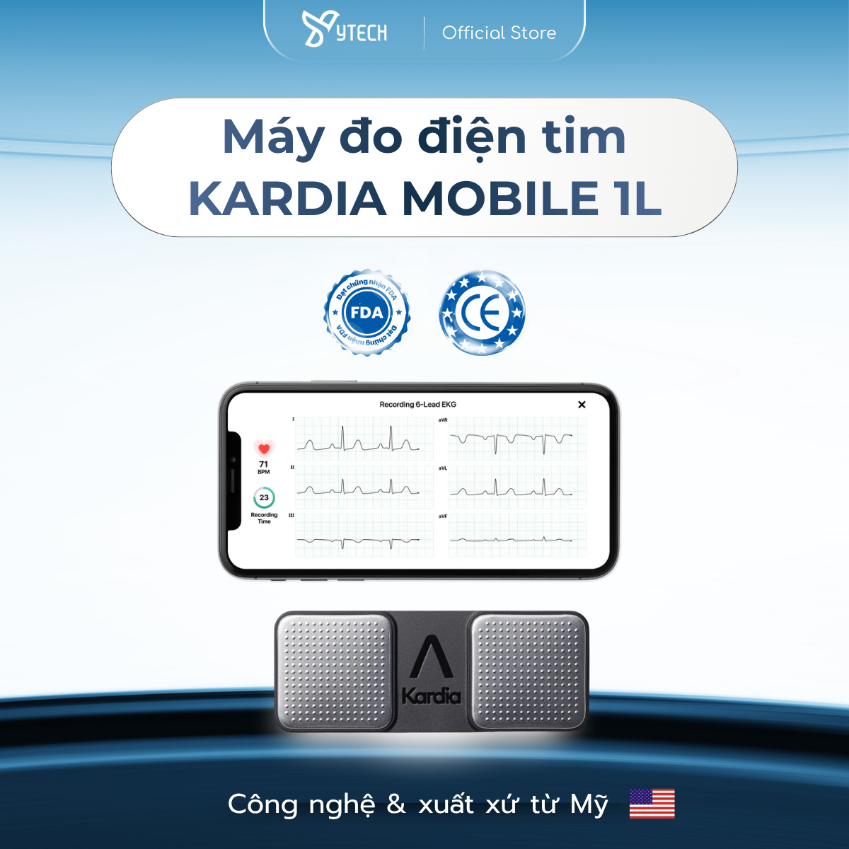 [Ytech] Kardiamobile 1L Personal Ecg Monitor - Detects Arrhythmias & Irregular Heart Rhythms, Us Fda Standard (1-Channel Version)