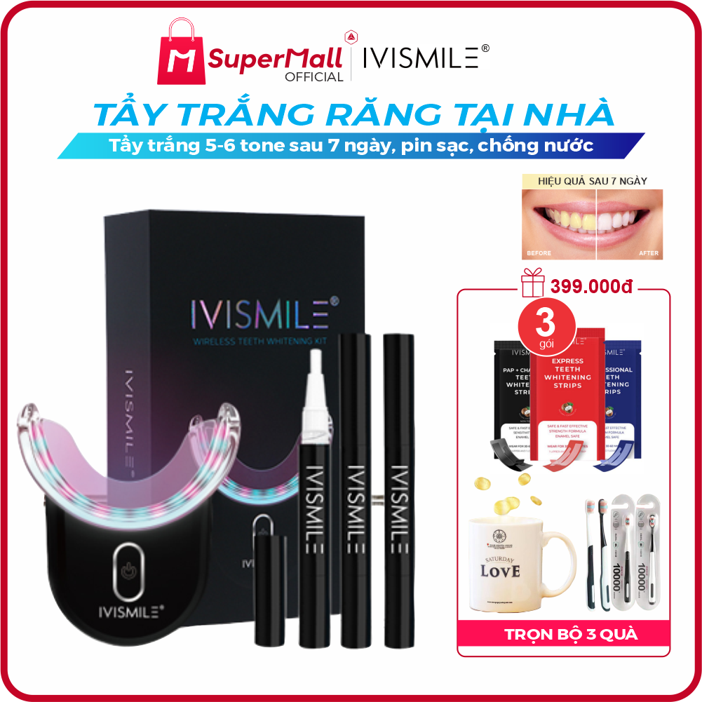 [𝗖𝗡𝟭] Máy tẩy trắng răng IVISMILE Extra tại nhà, 32 LED, tẩy trắng răng an toàn, hiệu quả chỉ sau 7 ngày
