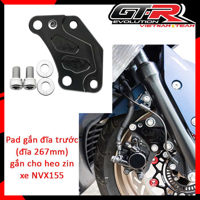 Đĩa trước dày 4.5mm, đường kính 267mm 3 lỗ ốc + pad gắn heo zin gtrs nvx155