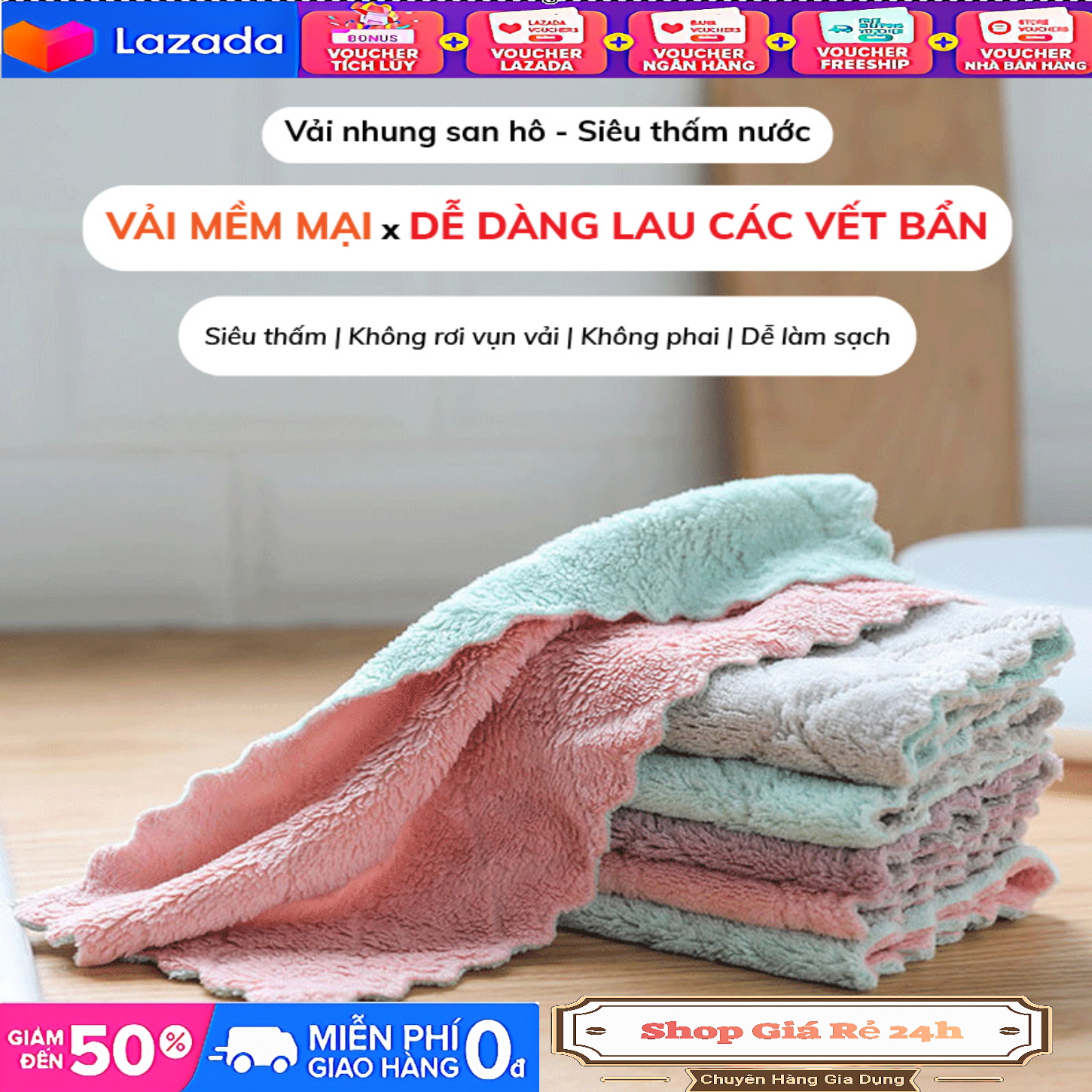 Khăn Lau Nhà Bếp Chuyên Dụng Thấm Hút Nước Tốt