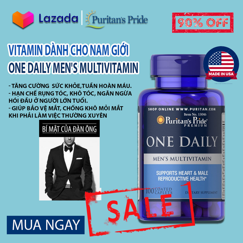Vitamin tổng hợp cho nam 30 tuổi  của mỹ tốt hơn gấp nhiều lần  vitamin tổng hợp của úc One Daily Men's  Multivitamin Puritan's Pride  100 viên