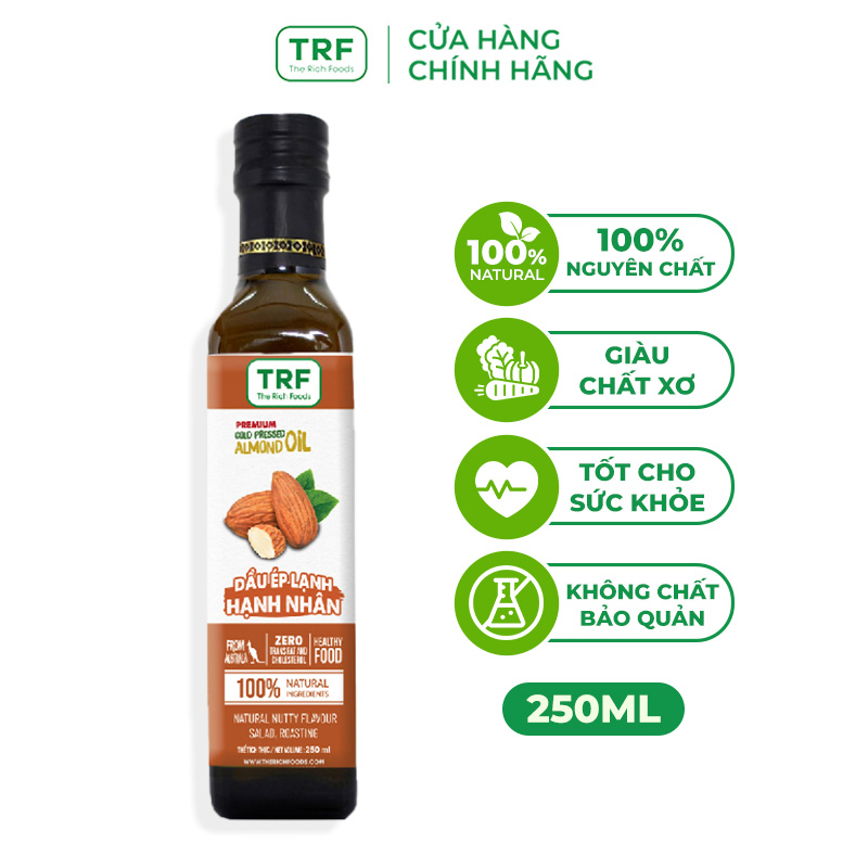 Dầu ăn ép lạnh Hạnh Nhân tự nhiên The Rich Foods giúp giảm cân hiệu quả đến hỗ trợ hệ tiêu hóa 250ml