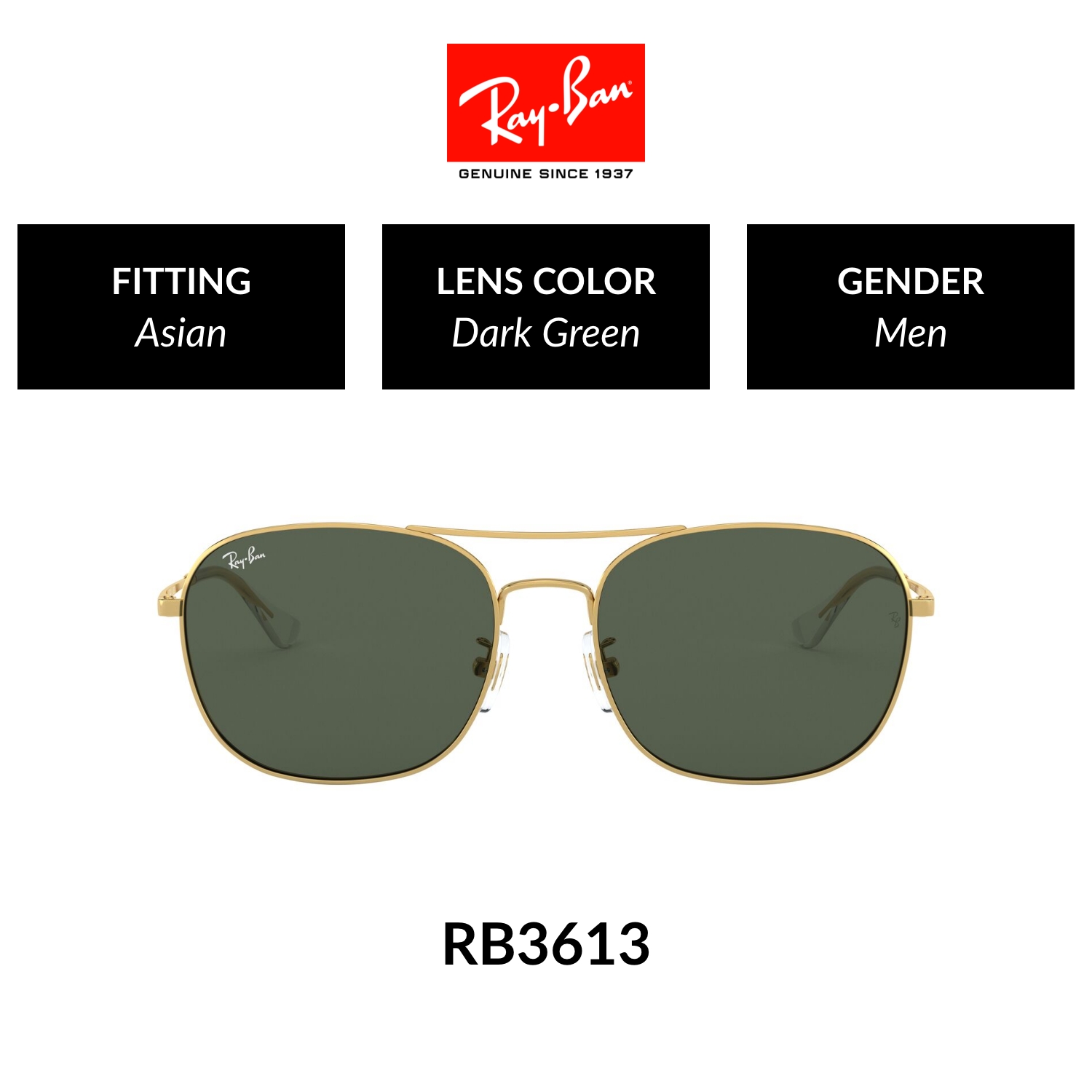 Mắt kính chn ray-ban - rb3613d 001/71 - 001/71 58 - kính mát size 58