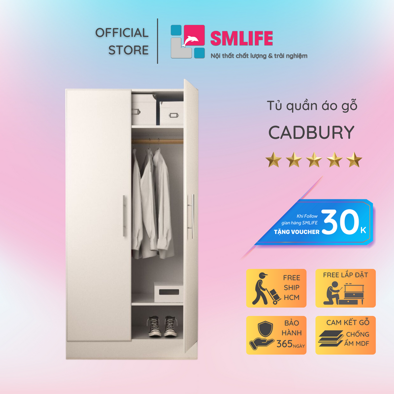 Tủ để quần áo sang trọng tinh tế SMLIFE Cadbury