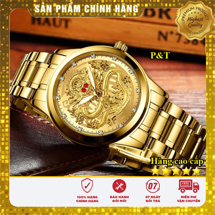 Đồng hồ nam mặt rồng 3d mắt đỏ cực đẹp - sang trọng - đẳng cấp - đồng hồ p&t