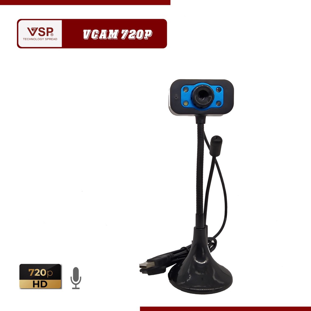 Webcam cho máy tính Vcam 720p HD Chân Cao Có Mic