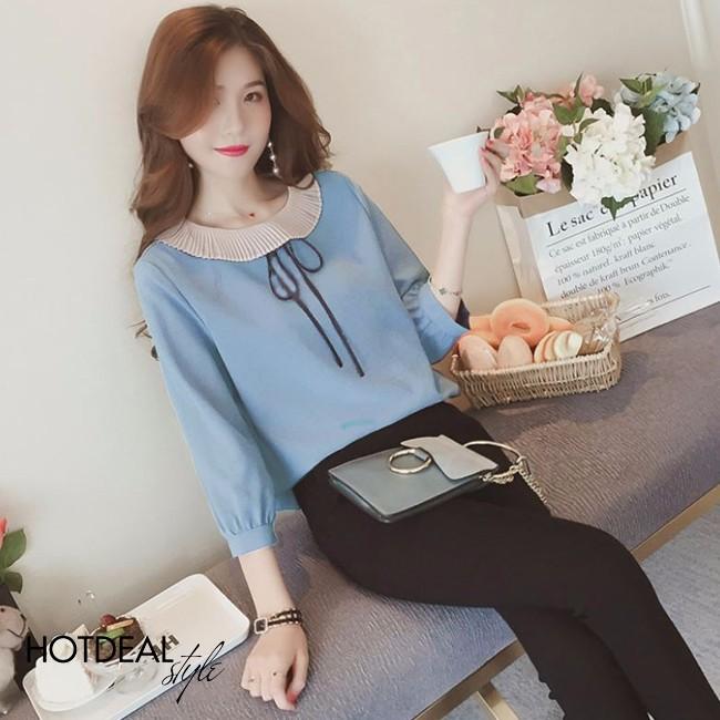 Áo kiểu Selina dập ly cổ