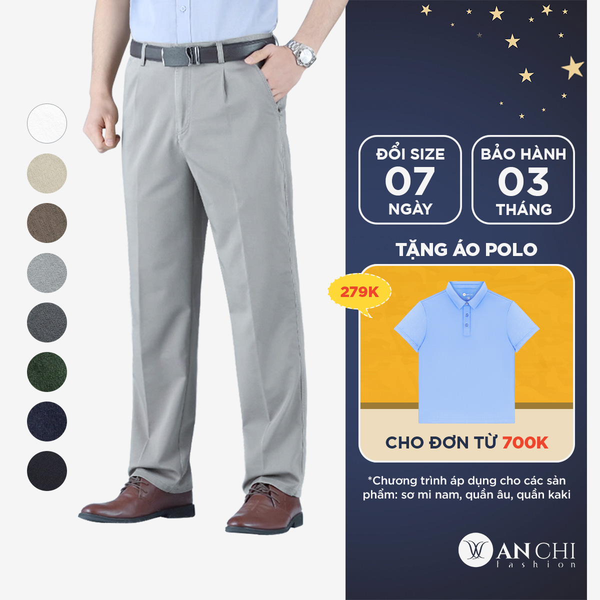 Quần kaki nam trung niên chất vải cotton nhập khẩu cao cấp ANCHI - ACKKcotton2023