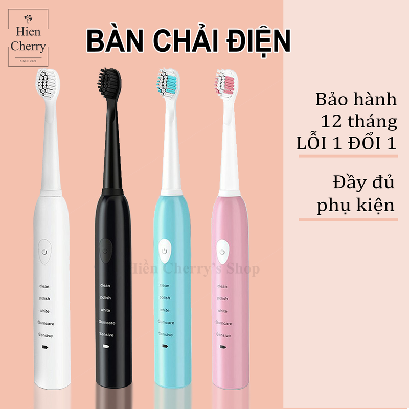 Bàn chải đánh răng điện nhật bản chất lượng tốt, tặng 3 đầu bàn chải,pin bàn chải điện thông minh ipxtooothwhite chế độ +3 bàn chải làm sạch đầu