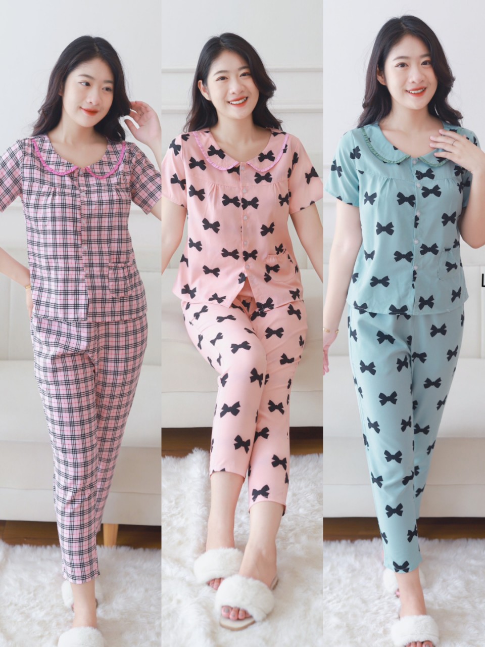 Đồ bộ mặc nhà, Đồ bộ chất Lụa thái, Quần áo sau sinh màu đẹp cho chị em