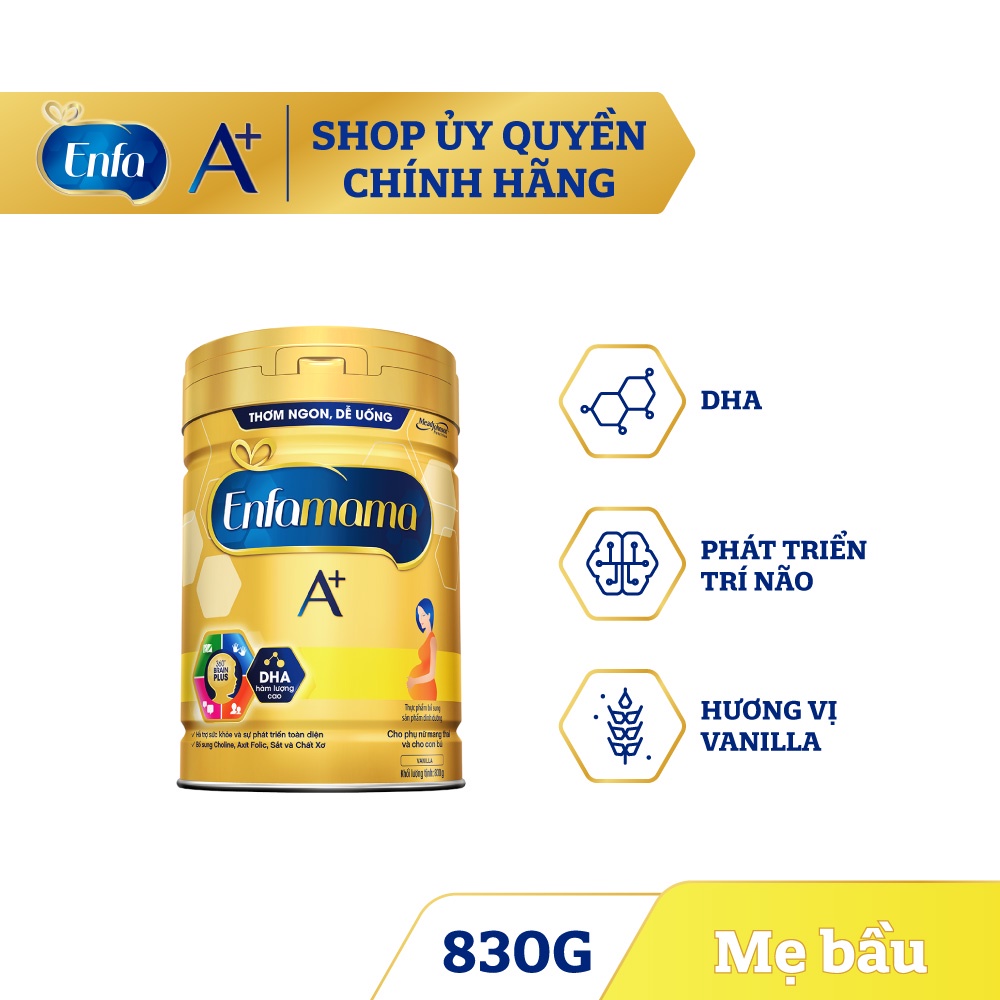 Sữa bầu Enfamama 360° Brain Plus cho mẹ mang thai và cho con bú - Vị Vanilla - 830g