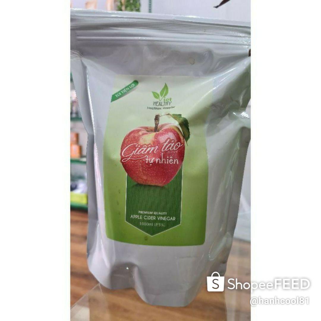 Giấm táo nguyên chất VietHealthy 1000ml dạng t.úi
