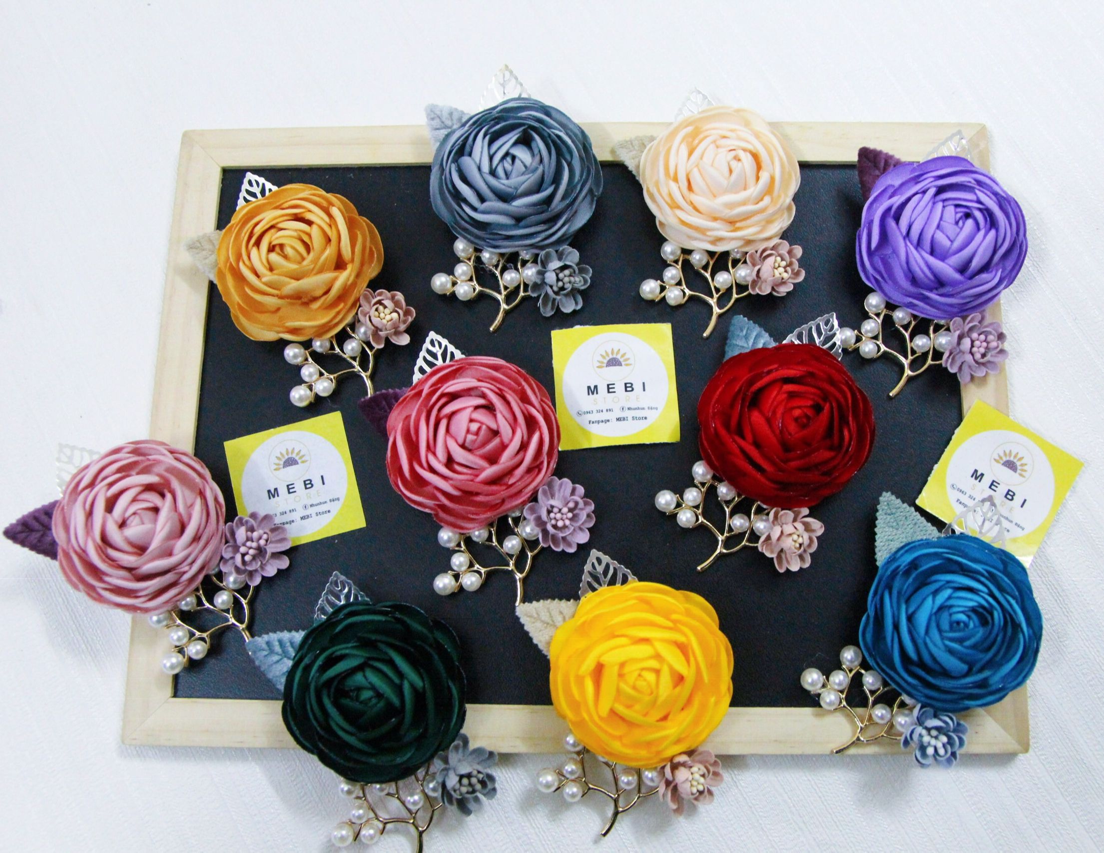 (ảnh thật 100% - Fullbox) Hoa cài áo hoa trà mix hoa dạ ép nhí và cành trai siêu xinh