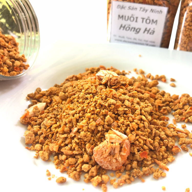 Muối tôm tây ninh thêm tôm sấy , đặc sản hiệu hồng hà