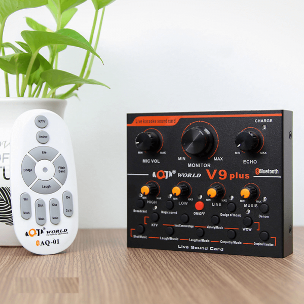 Sound card v9 plus , sound card thu âm-live stream-karaoke-có bluetooth-autotune-giả giọng-kèm remote . sound card v9 plus âm thanh cực hay