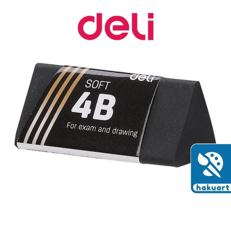 Gôm tẩy 4b đen deli lăng trụ tam giác - họa cụ hakuart
