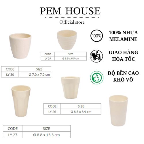 Ly Nhựa Melamine Vân Đá Kem- Fataco