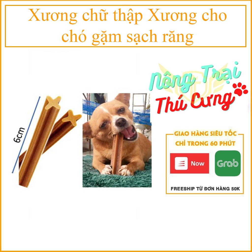 (1 cái 6cm) Xương chữ thập Xương cho chó gặm sạch răng 6cm bổ sung canxi cho chó dưới 5kg