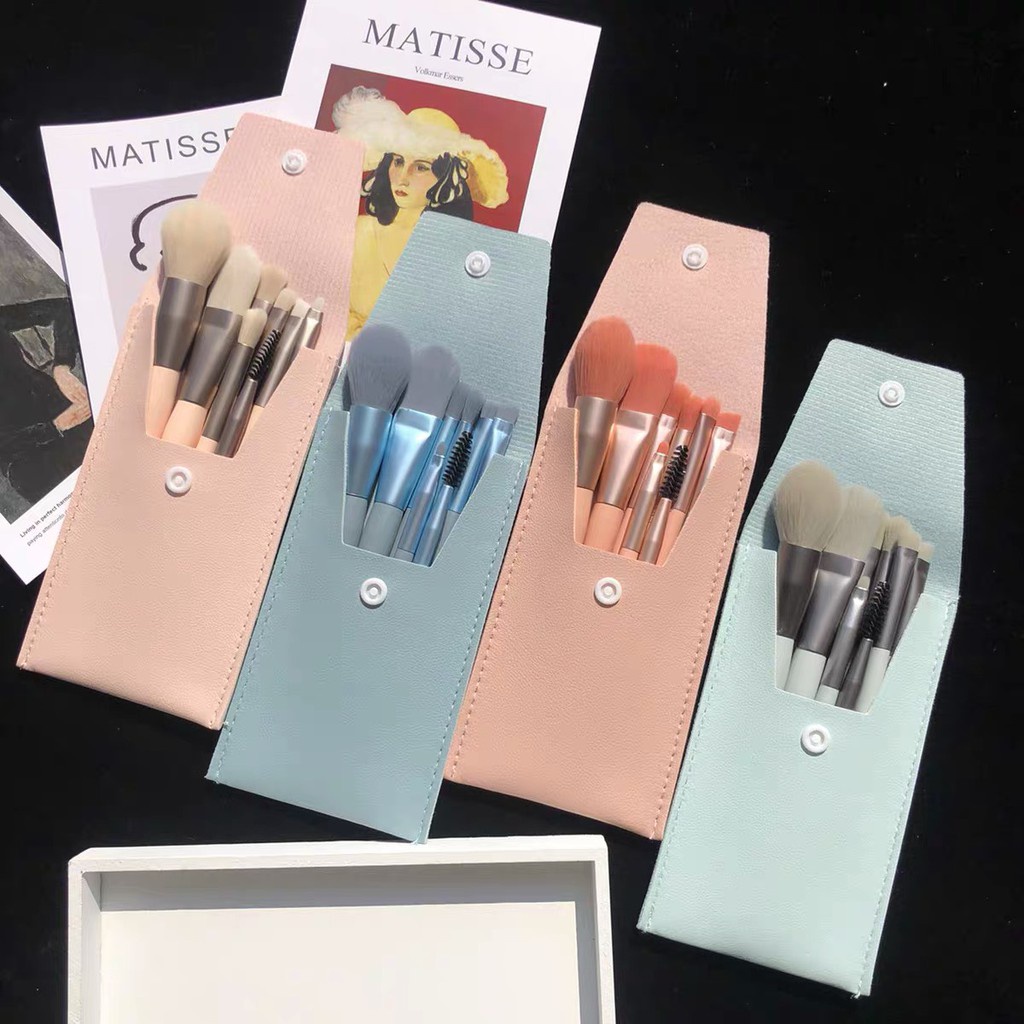 Enstoresg - bộ 8 cọ trang điểm pastel tặng kèm bao da