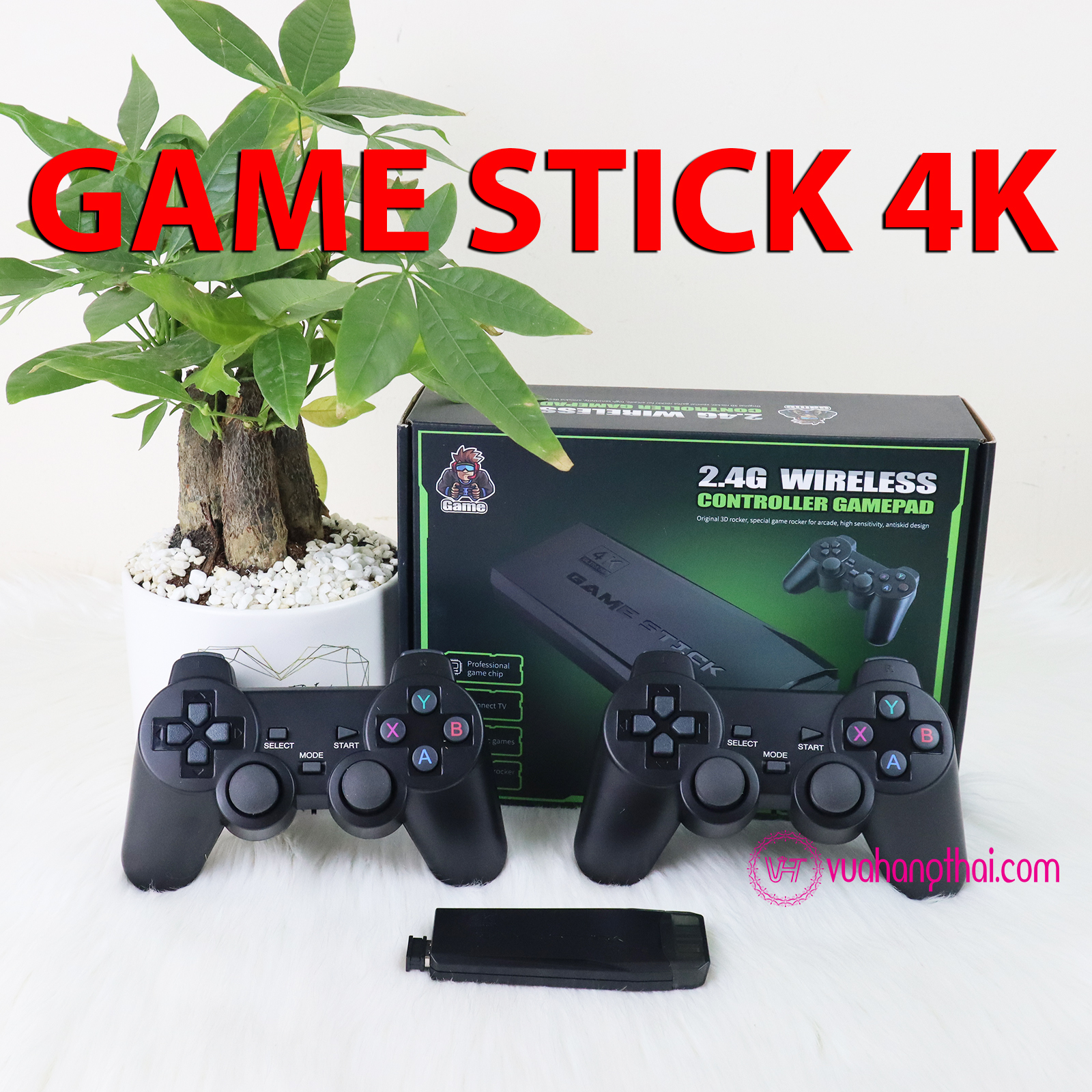 Máy Chơi Game Stick 4K V2 - 4 Nút 6 Nút HDMI Không Dây, Tải thêm đấu trường thú, đua xe gà, Bóng đá nhật, PES 2022