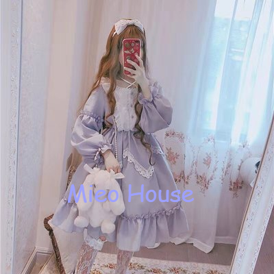 Đầm lolita tím tay dài