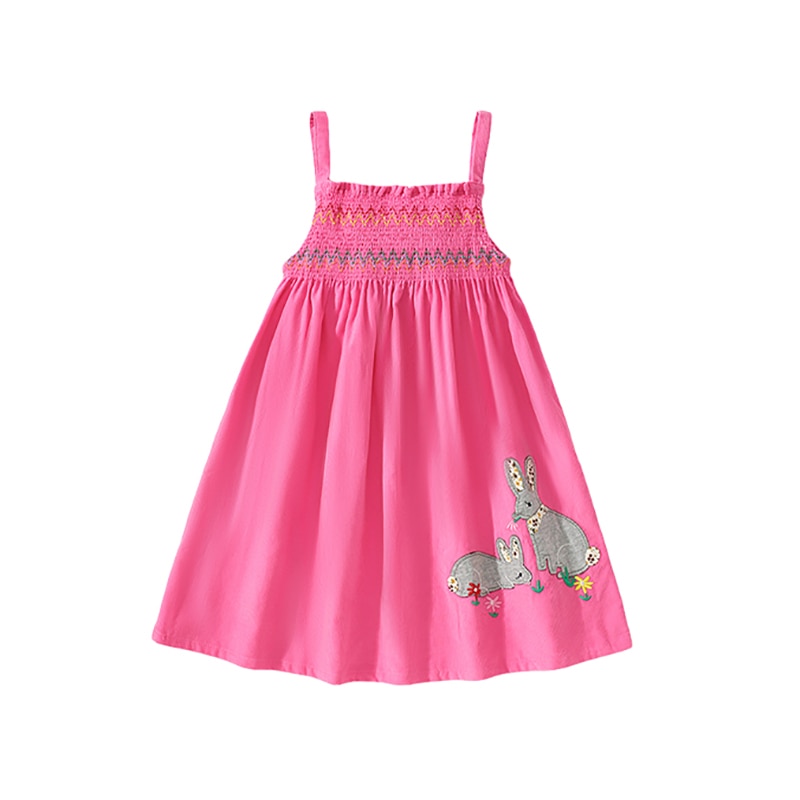 Little Maven Girls Sleeveless Dress Animal Rabbit Appliques Summer Dresses For Girls Beach Lovely Dresses Kids Elegant Dress