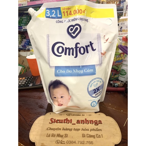 Nước xả vải comfort cho da nhạy cảm túi 3.2l
