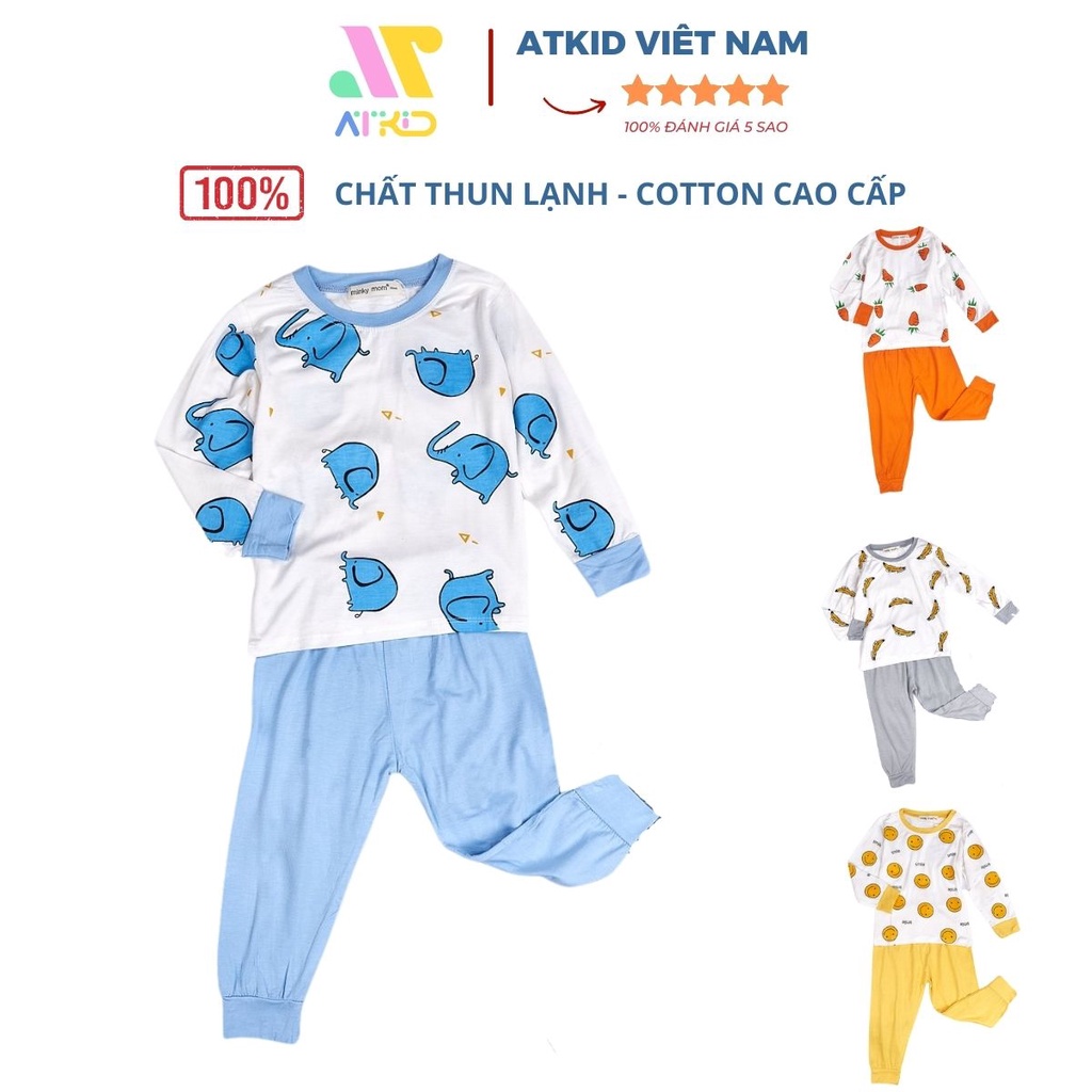 Bộ dài tay thun lạnh họa tiết chuối quần dài bo ống ATKID Việt Nam chất liệu cao cấp cho bé trai bé gái