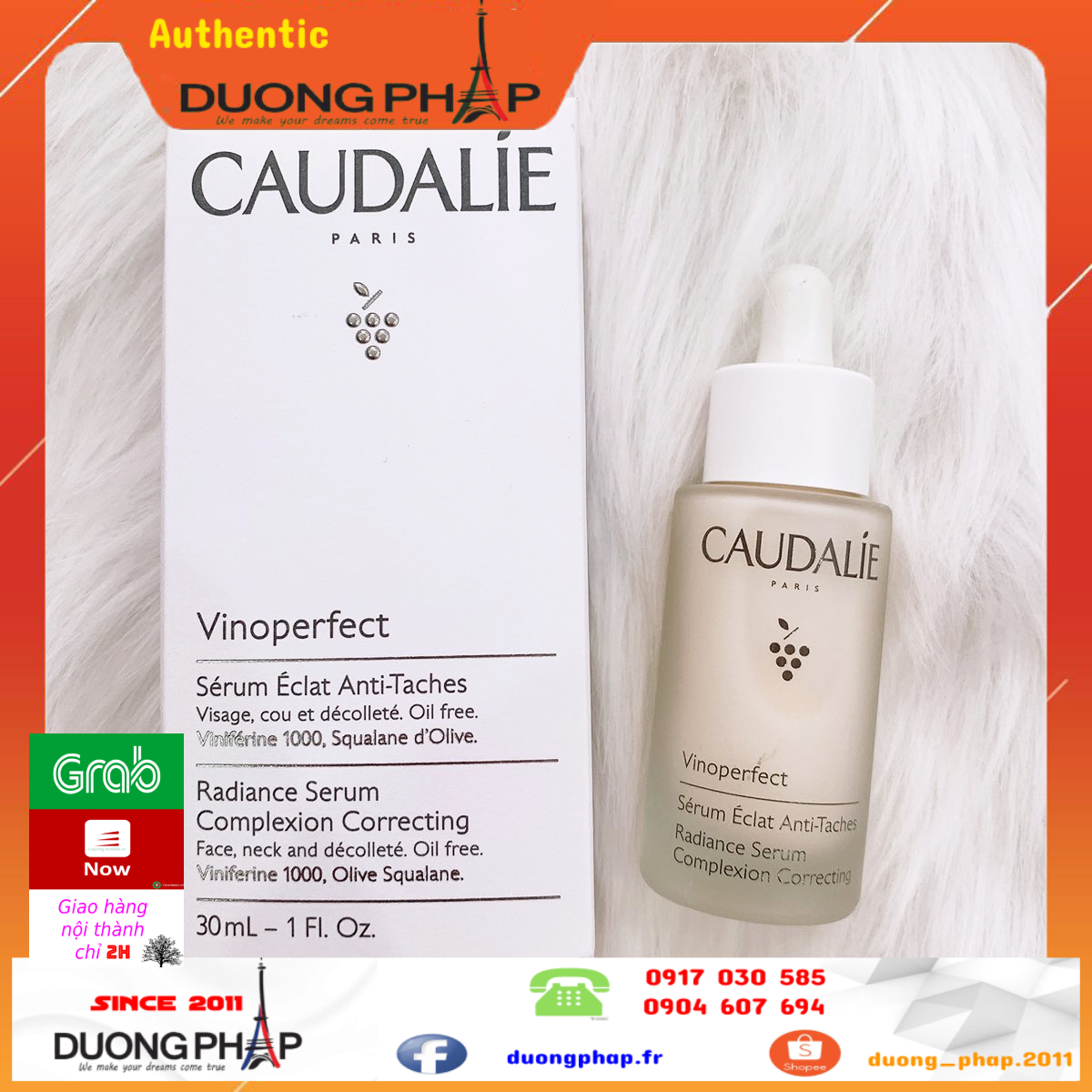 Serum dưỡng trắng giảm nám Caudalie Vinoperfect 30ml unbox