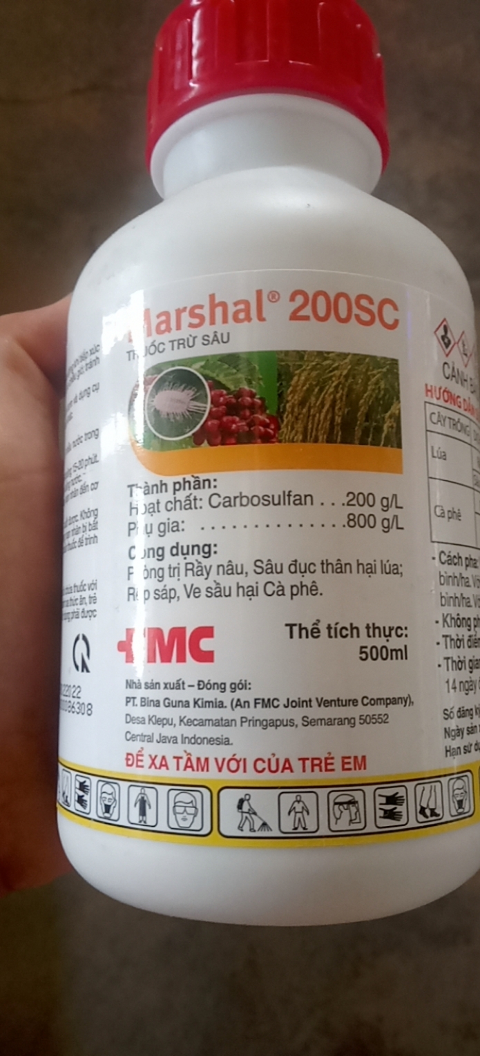 Trừ rầy nâu, sâu đục thân, rệp sáp Marshal 200SC chai 500ml - Hoạt chất Carbosulfan