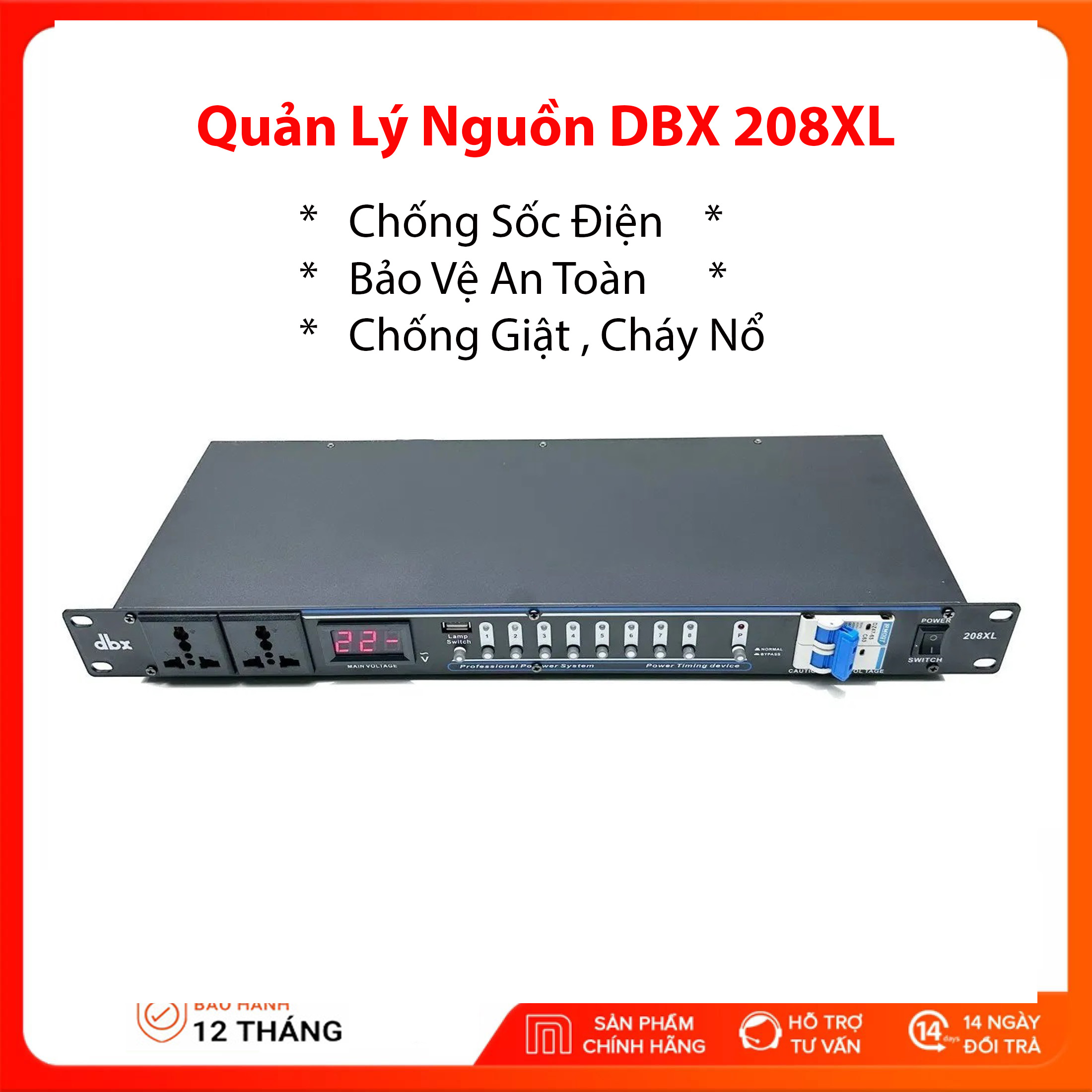 Thiết Bị Quản Lý Nguồn DBX 208XL Chuyên Nghiệp 10 Ổ Cắm USB 5V Chống Sốc Điện Bảo Vệ An Toàn Thiết Bị Âm Thanh Ổn Định Dòng Điện Bảo Vệ Thiết Bị Chống Giật Cháy Nổ Bảo Hành 12 Tháng