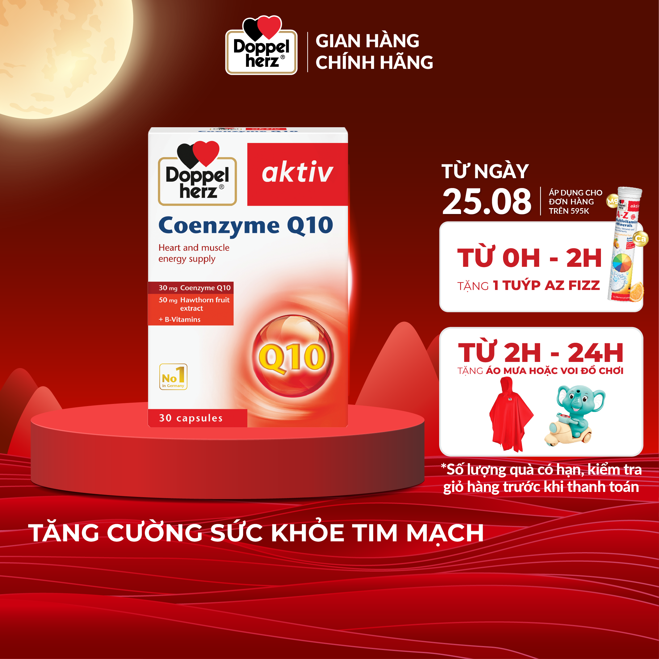 Viên uống Doppelherz Coenzyme Q10 hỗ trợ bổ tim mạch, điều hòa huyết áp  (Hộp 30 viên)
