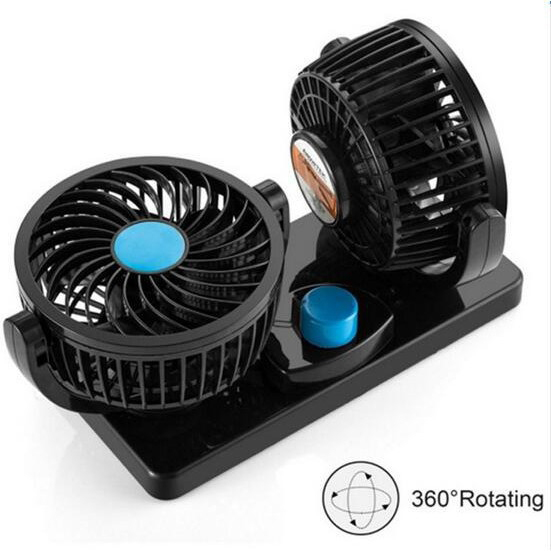 Quạt mini đôi ô tô- quạt mát, êm, xoay 360 độ nguồn: usb, 12v, 24v