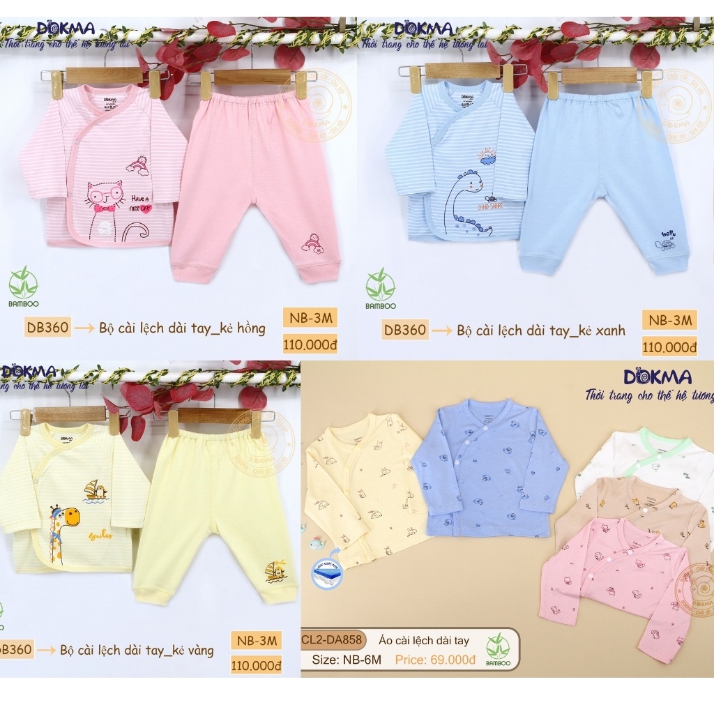 Bộ sơ sinh cài lệch/Áo sơ sinh dài tay Dokma, Judoby DB360,