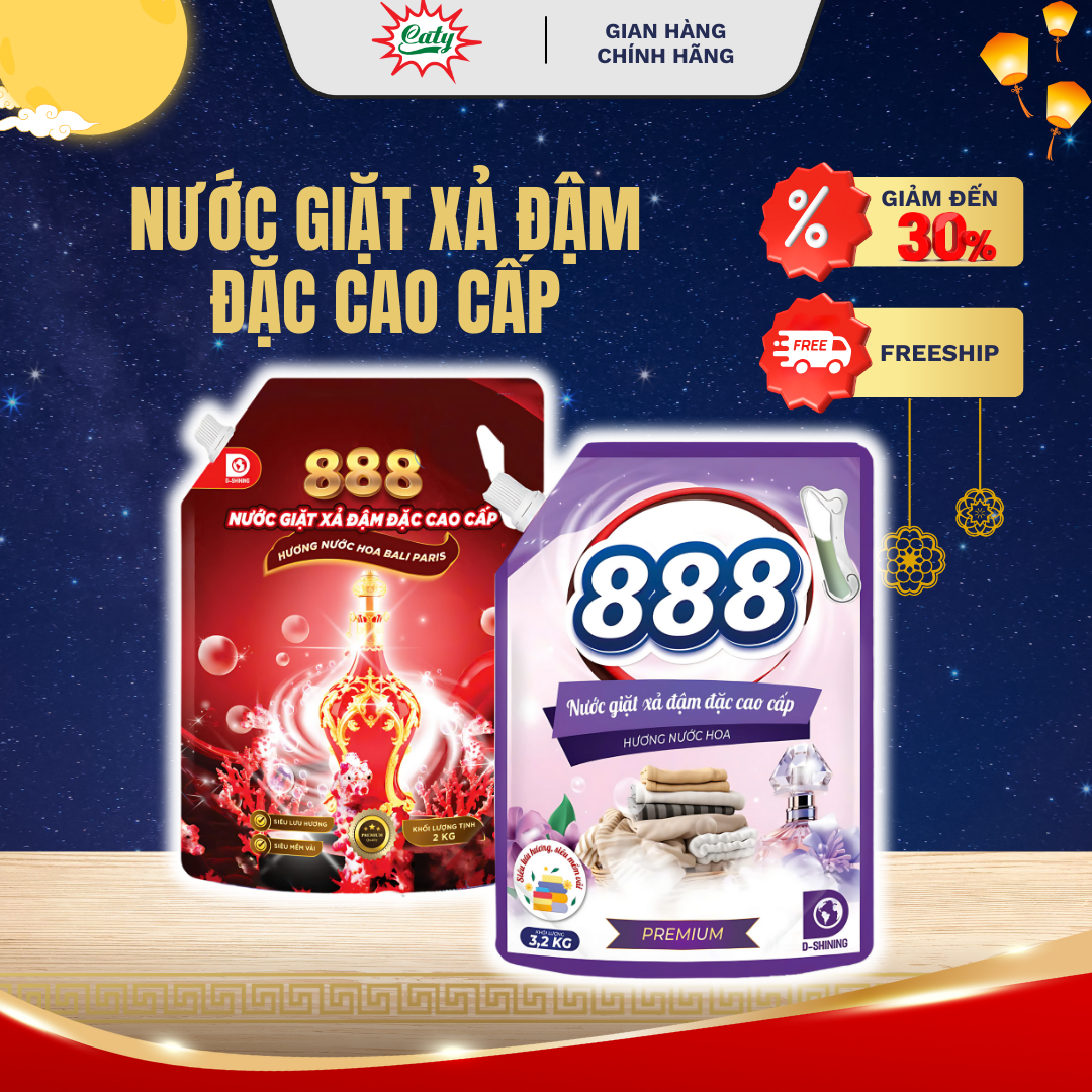 Combo 2 túi Nước giặt Premium 888 - Hương Nước hoa/Bali 3,2kg