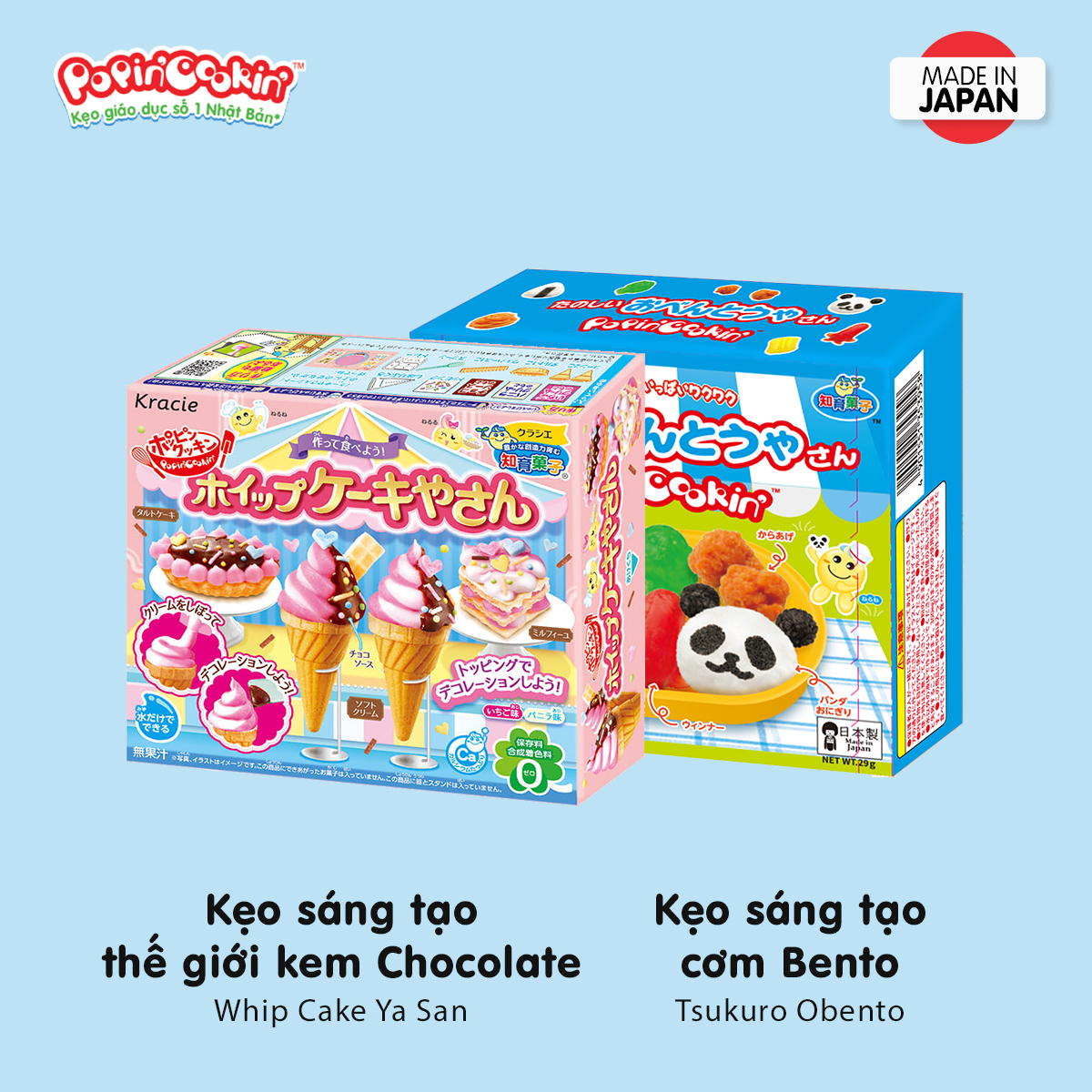 Combo 2 hộp kẹo đồ chơi sáng tạo ăn được Popin Cookin gồm Kem Chocolate +