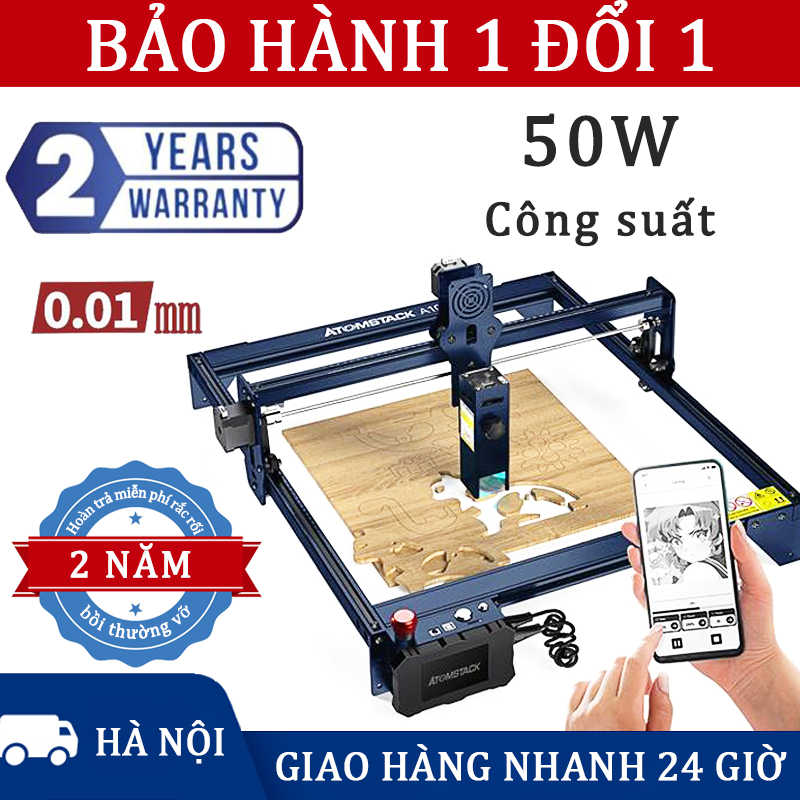 Atomstack a10 pro máy khắc laser mini,máy khắc laser kim loại, 50w,có thể khắc nhựa, gỗ, thép không gỉ