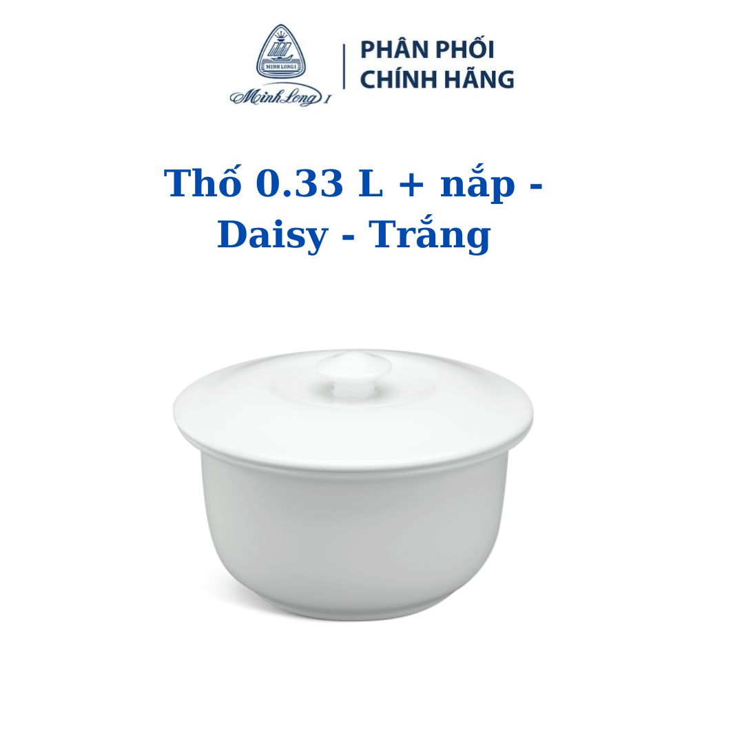 Thố 0.33 l + nắp - daisy - trắng - gốm sứ cao cấp minh long i