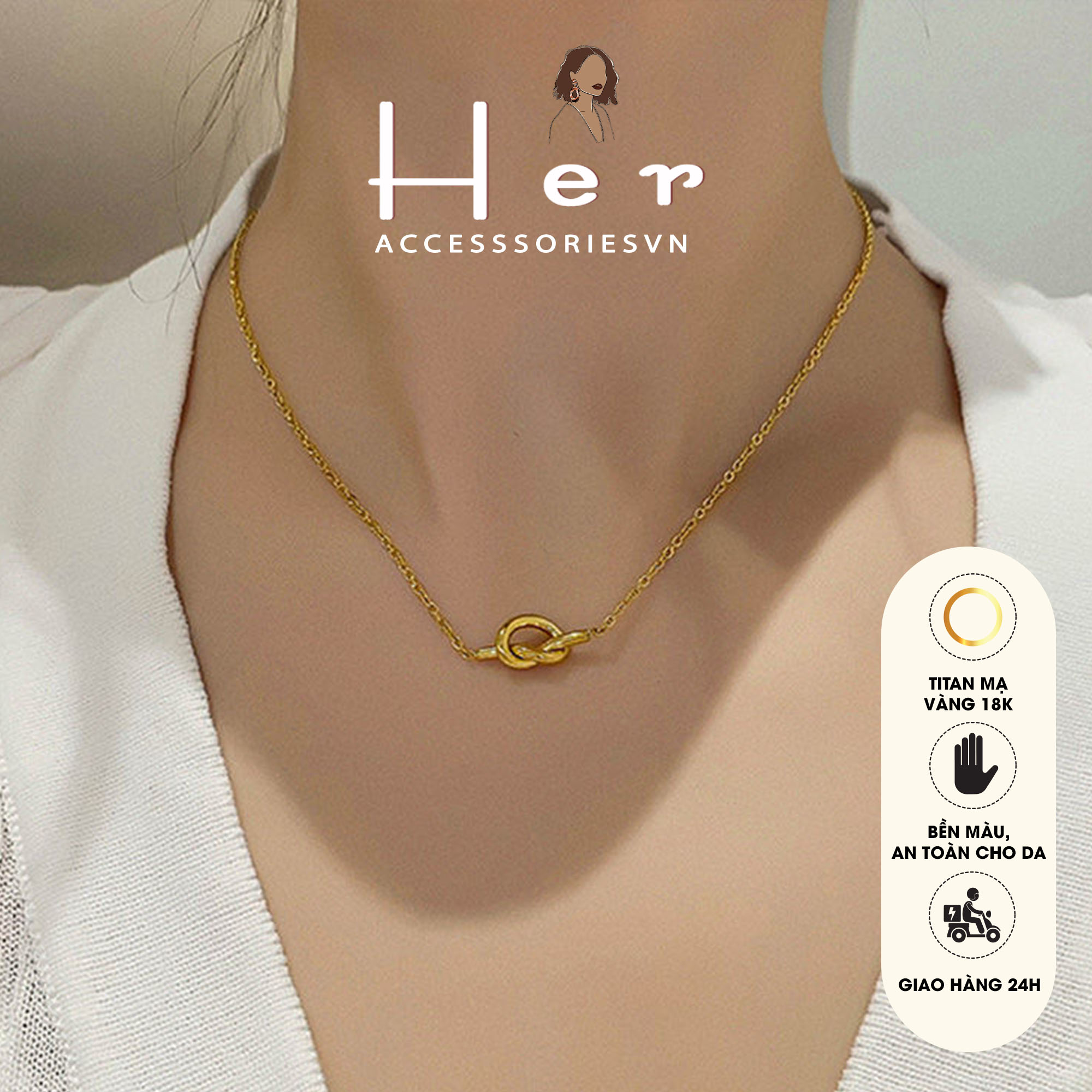 Dây chuyền, vòng cổ titan dáng xoắn độc đáo, phong cách Hàn Quốc Her Jewelry CT5