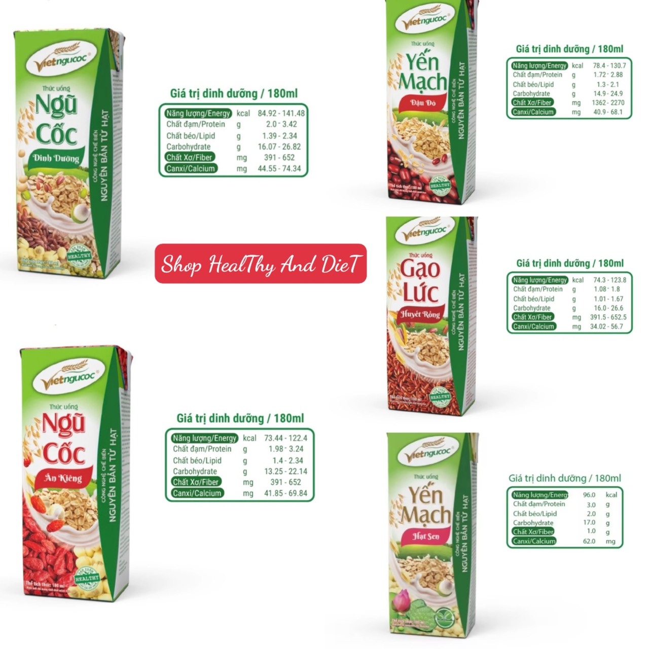 [ĐƠN HOẢ TỐC] 6 Lốc Sữa Việt Ngũ Cốc Các Loại Lốc 4 Hộp - 180ml/Hộp