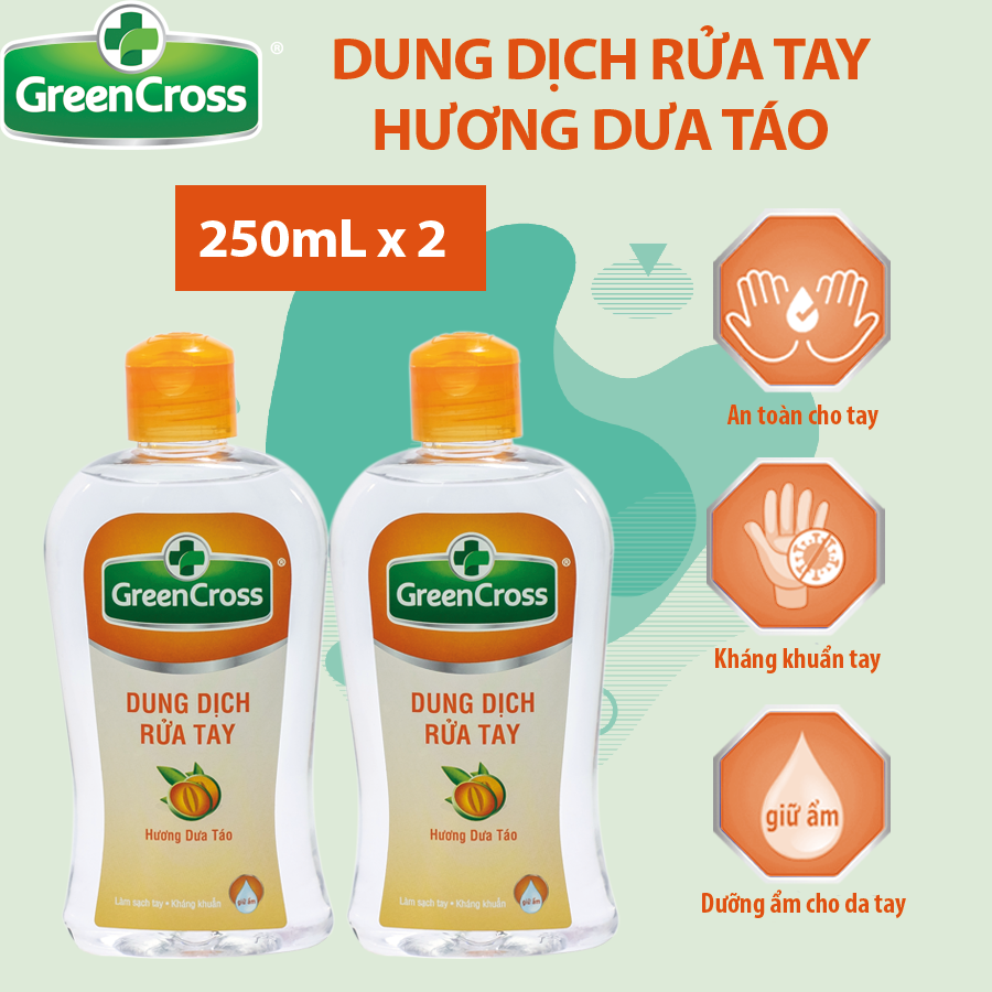 Combo 2 chai Dung dịch rửa tay kháng khuẩn Green Cross - Chai 250ml
