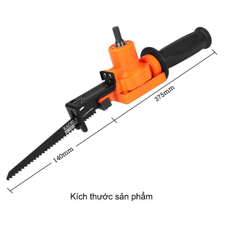 Bộ đầu chuyển máy khoan thành máy lưỡi cưa kiếm đa năng - Đầu cưa lọng gắn cho máy khoan cầm tay