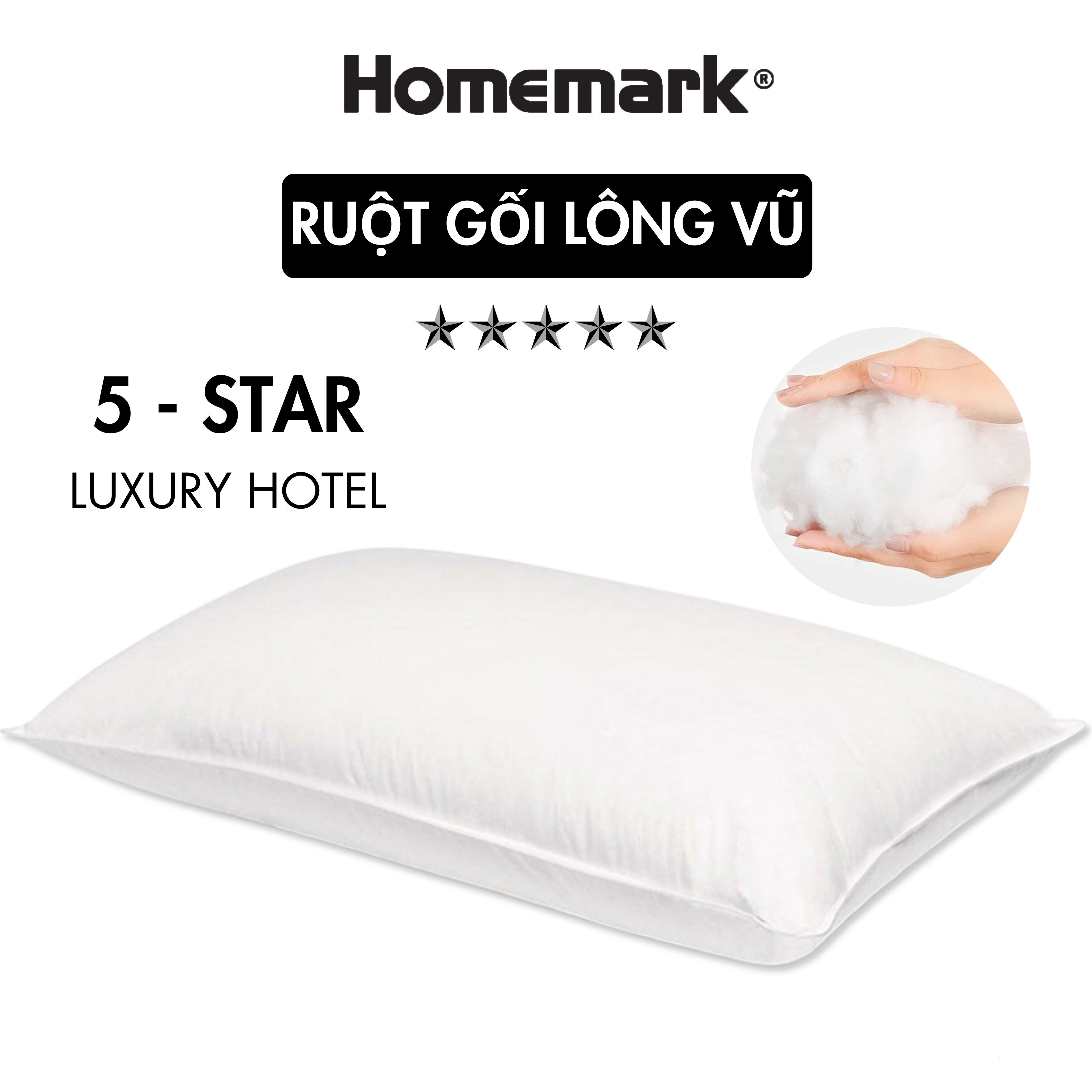 Ruột Gối Microfiber Lông Vũ Nhân Tạo Homemark - Siêu Mềm, Chống Xẹp, Thoáng Khí, Kháng Khuẩn