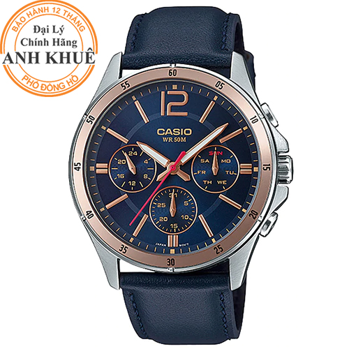 Đồng hồ nam dây da casio anh khuê mtp-1374l-2avdf
