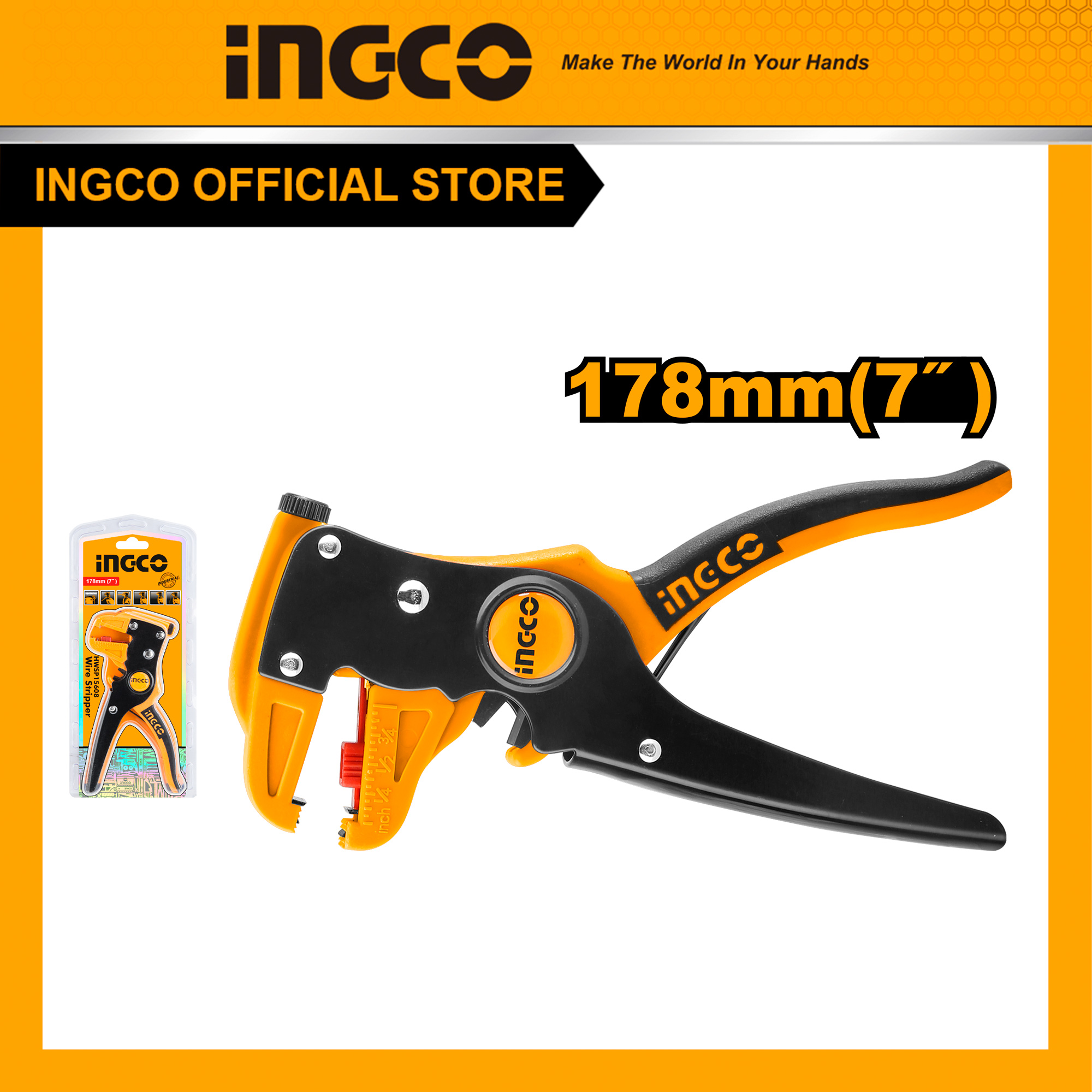 Kìm tuốt dây điện mỏ quạ bg đồ ng ingco hwsp15608