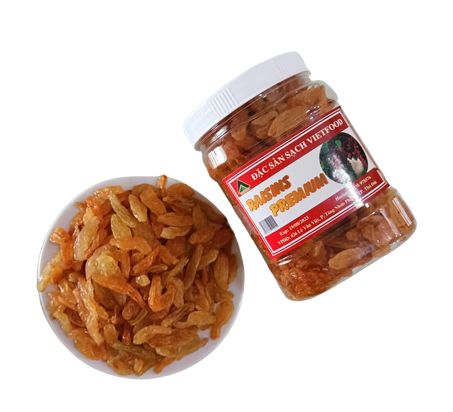 Hộp 500g nho vàng mỹ không hạt sấy lạnh - vietfood