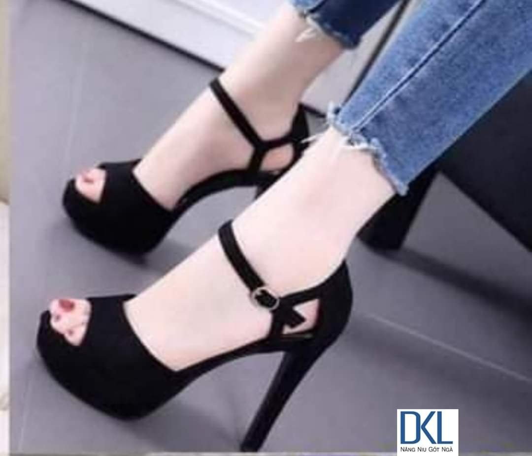 Giày cao gót - bản hậu 2 cong - cao 10 cm - chất liệu da nỉ